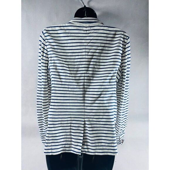 J.Crew Maritime Blazer In Dragonfly Blue Striped Cotton Knit Jacket M - Picture 7 of 12
